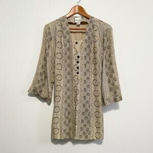 Vintage cream and navy print